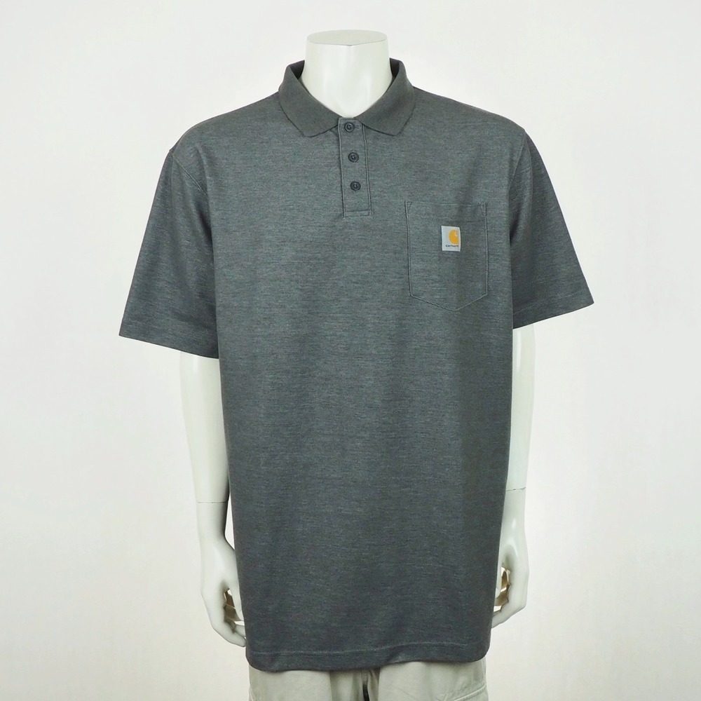 New Carhartt Loose Fit Midweight Polo Shirt Mens XLT Gray Work Workwear Pocket